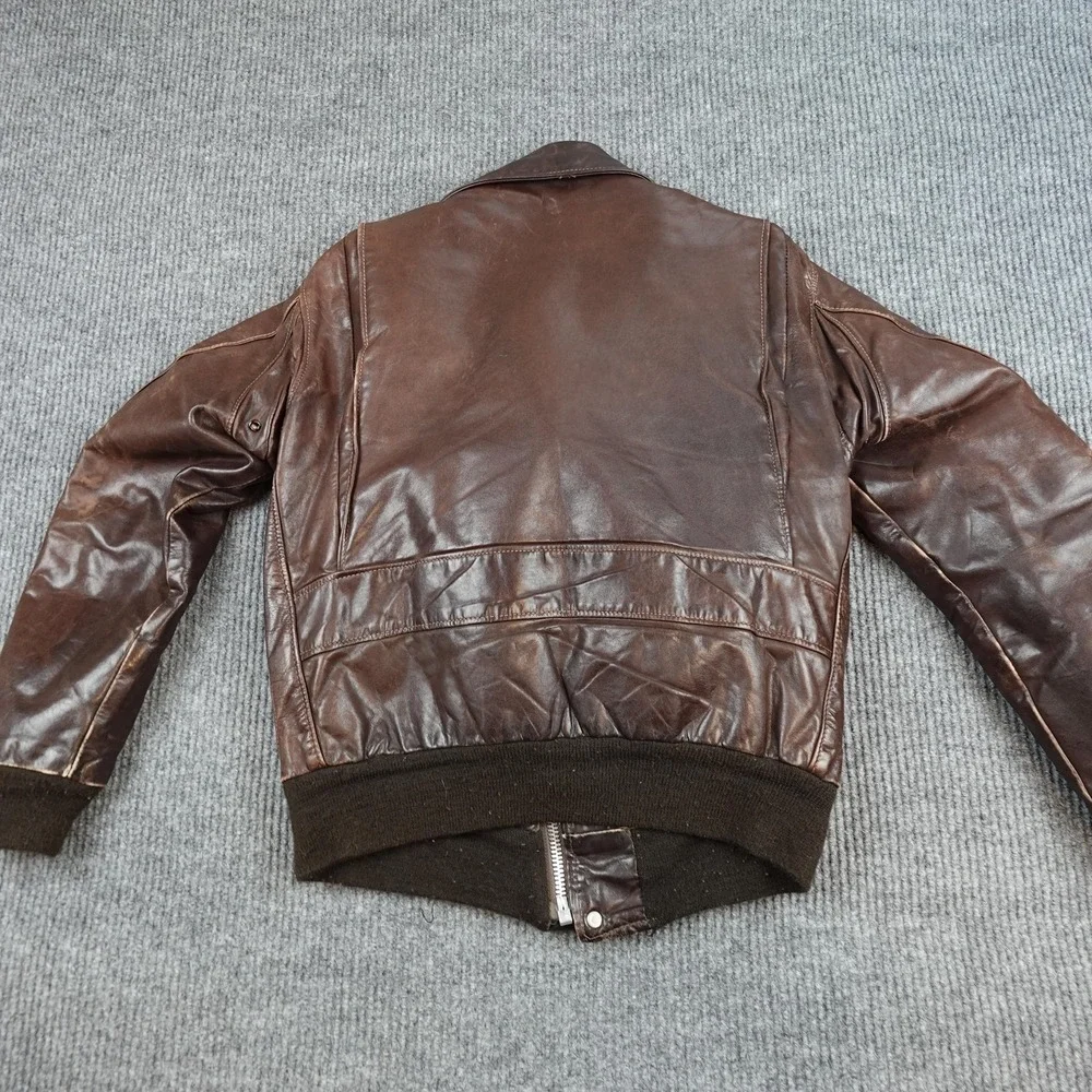 Vintage Schott G1 Flight Jacket Mens 38 Brown Leather Bomber USA Zip